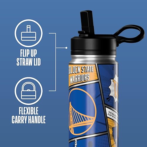 Miniatura 65 de Hydrapeak x NBA Los Angeles Lakers Botella de agua de 591 ml de acero inoxidable, botella deportiva con doble pared aislada con licencia oficial,