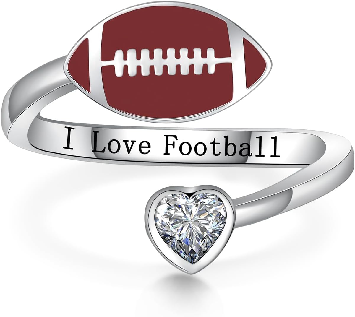 Football Rings 925 Sterling Silver Sports Jewelry for Women Rugby Ring Gift for Football Lover