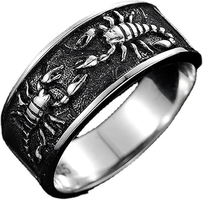 Adjustable Scorpion Ring for Men Women, Black Scorpion Finger Rings Retro Open Scorpion Band Statement Rings, Vintage Personalized Punk Gothic Scorpion Animal Ring Jewelry Gifts for Women Men
