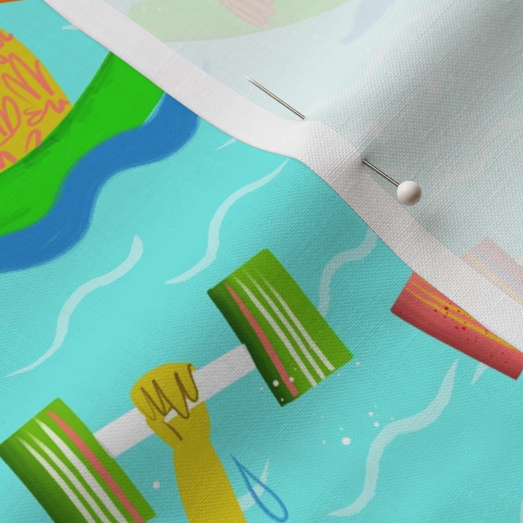 Spoonflower Fabric - Swimming Pool Summer Fitness Exercise Fun Workout Printed on Petal Signature Cotton Fabric by The Yard - Sewing Quilting Apparel Crafts Decor