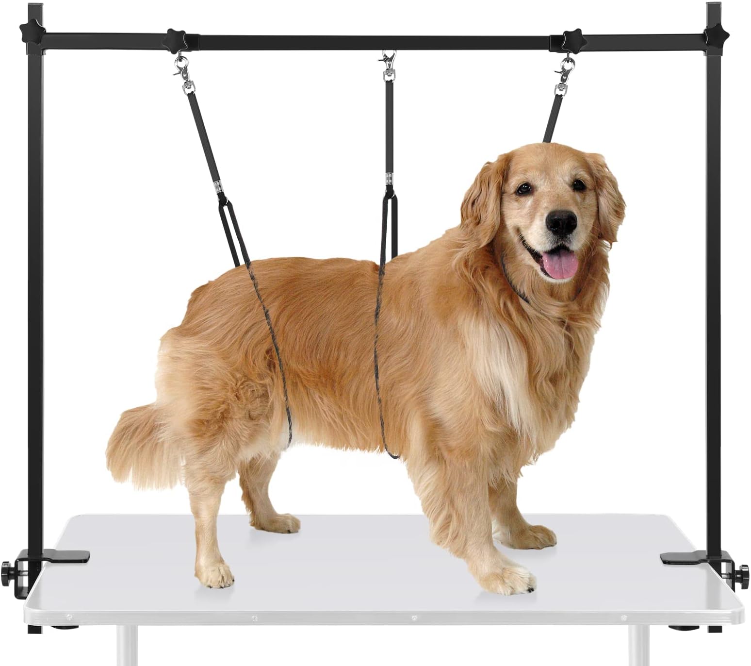 Dog Grooming Arm with Clamp, H-Shape Adjustable Dog Grooming Table Arm with Loop Noose, Height and Width Adjustable Pet Grooming Supplies for Dogs and Cats