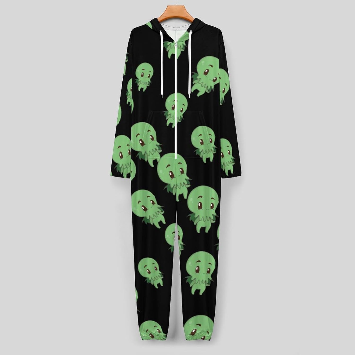 Cute Little Cthulhuss Adult Pajamas Onesie with Hood Pocket Jumpsuits One Piece Sleepwear