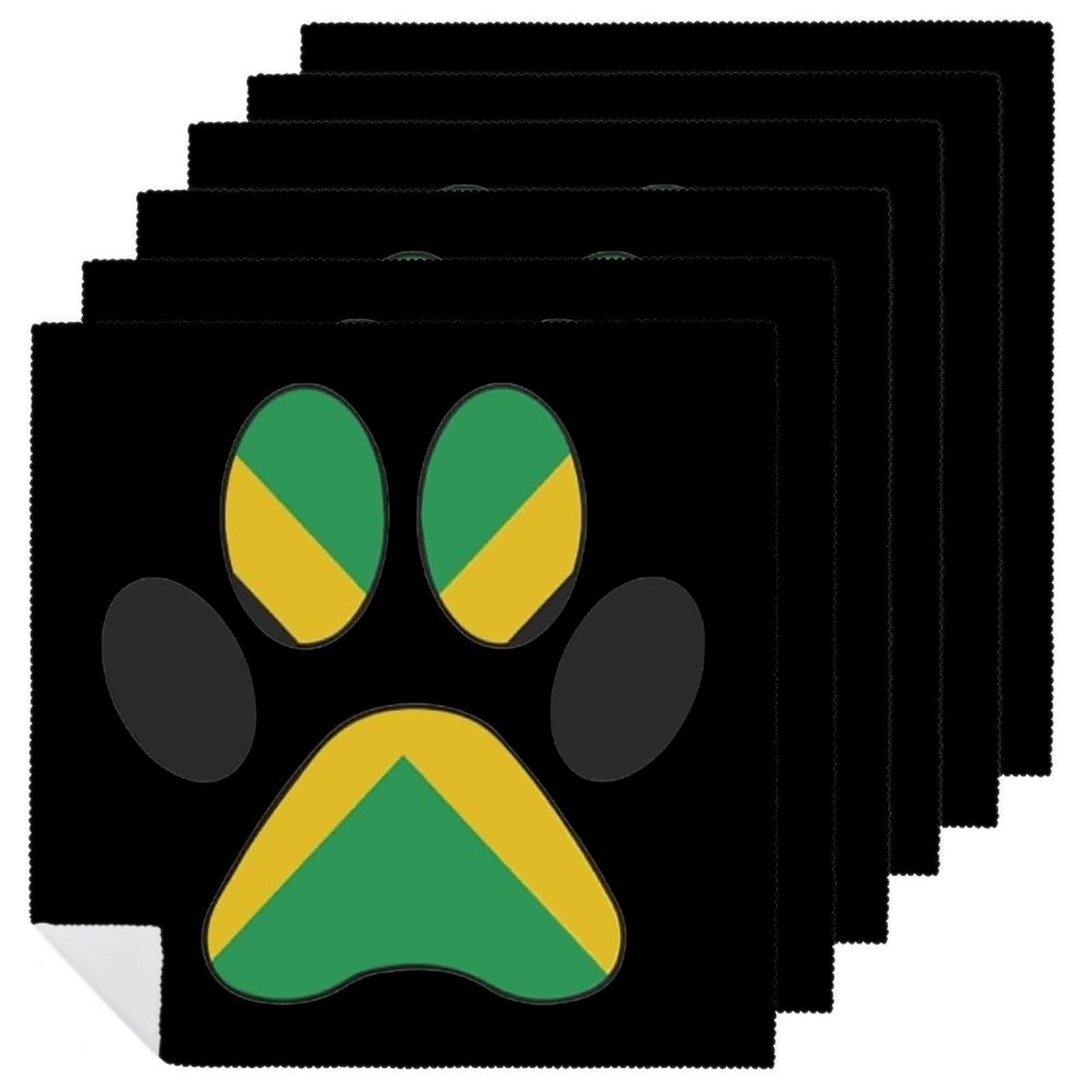 Servilletas de tela para cena y boda, diseño de Jamaica y huella de perro reutilizable