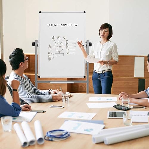 Miniatura 4 de Pizarra blanca magnética de doble cara, pizarra de borrado en seco sobre ruedas, planificador de pizarra blanca portátil con soporte, 36 x 24