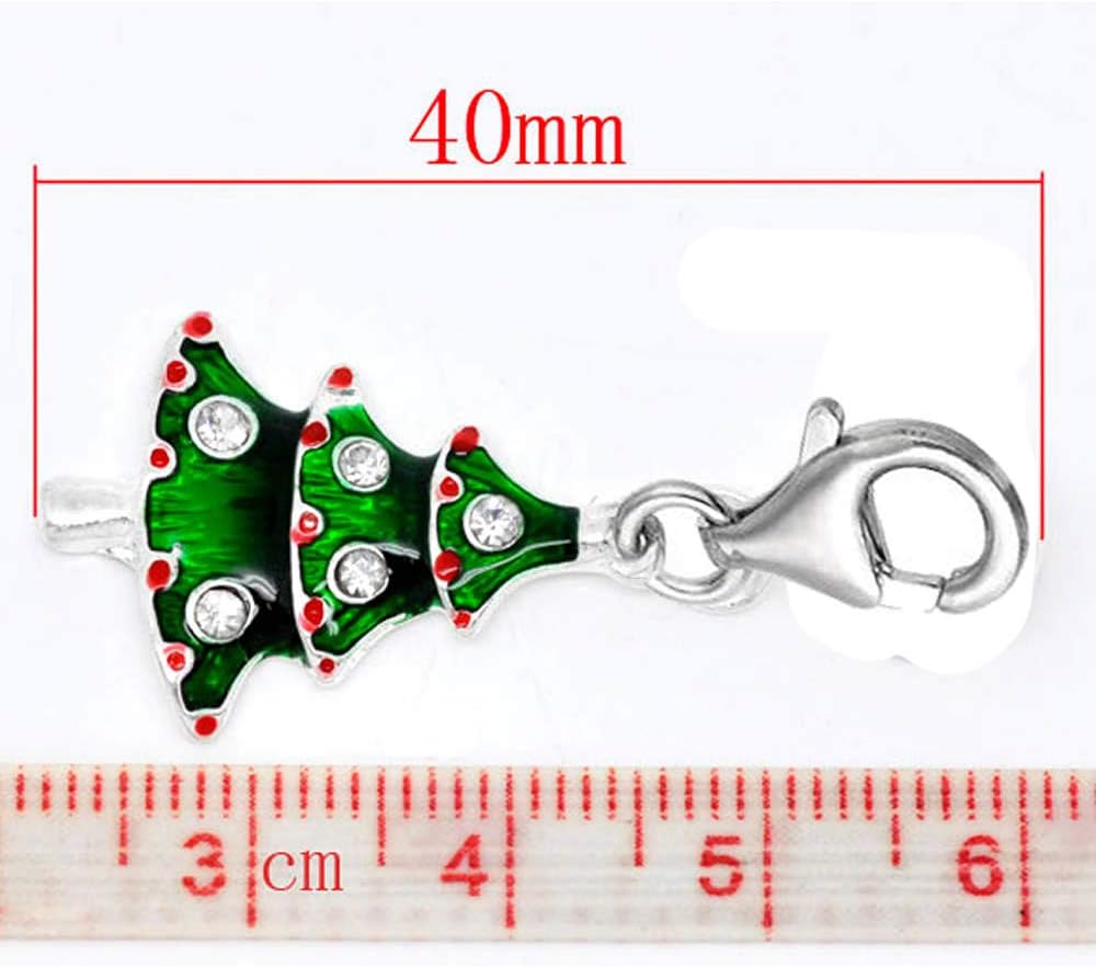 Sexy Sparkles Clip-On Christmas Tree Charm Dangle Pendant with Lobster Clasp – Fits European Charm Bracelets, Necklaces, and Holiday Decorations