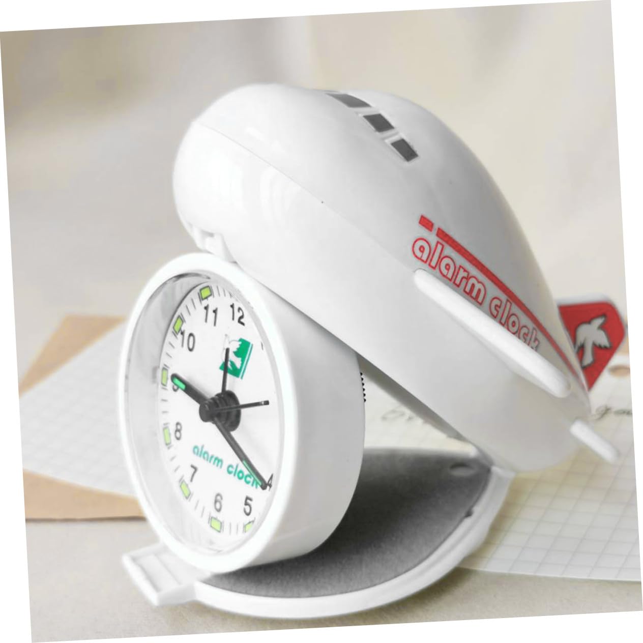 Despertador Creativo de Avión Plegable ABS, para Cabecera Rojo