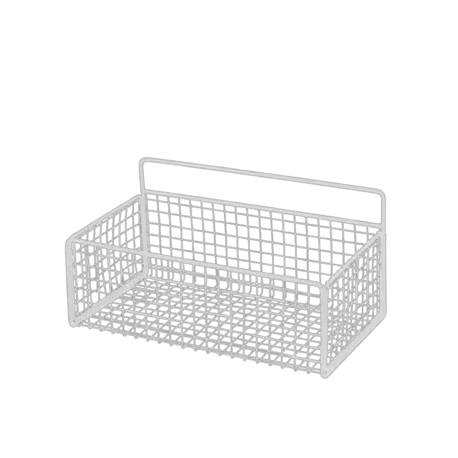 Wall Storage Basket Metal Wire Storage Baskets No Drill installation Wall Mounted Storage for Kitchen, Pantry Organization,Bathroom (White)