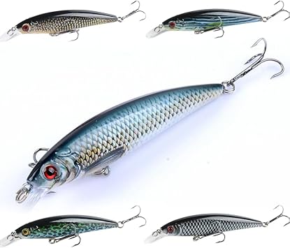 5 Pcs Minnow Lures Crank Baits Set, as Topwater Jerkbait CrankBait Lure Plugs Swimbaits for Bass Walleye Redfish Trout Salmon 30