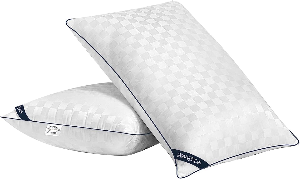Standard Size Pillows Set of 2, Soft and Skin Friendly Down Alternative Pillow for Sleeping, Cooling Breathable Pillow for Back, Stomach or Side Sleepers, Navy Blue, 20 * 26 Inches