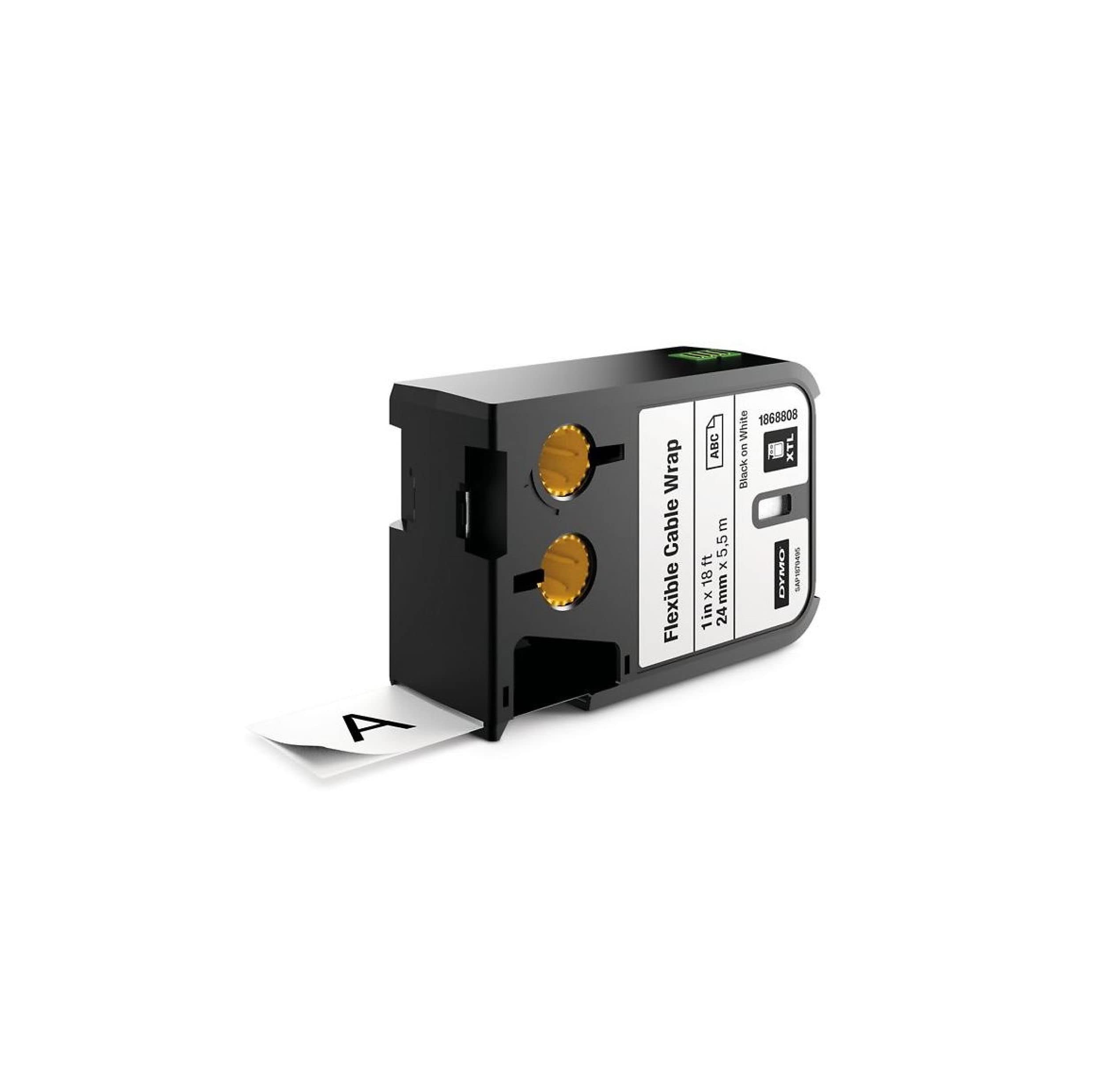Dymo XTL Cassette d'étiquettes pour Enrobage de câble souple 24 mm x 5,5 m Noir sur Blanc