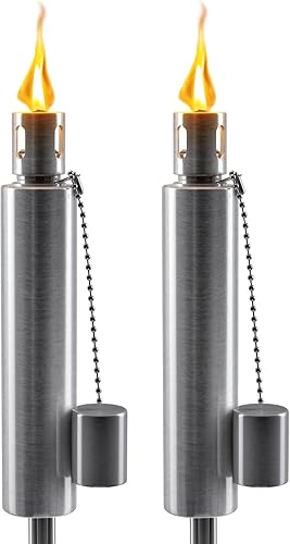 Matney Antorchas de acero inoxidable para exteriores, luces decorativas para jardín y patio, lámpara de aceite de 5 pies para citronela, mecha de