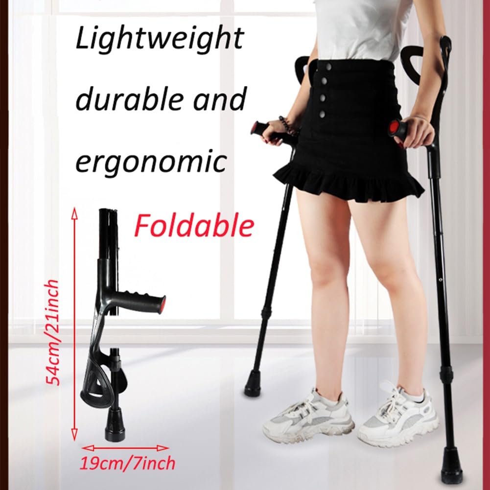 2 Szt. Składanych Kul łokciowych, Wysuwane Kule Przedramienne, Ergonomiczna Pomoc W Chodzeniu z Regulacją Wysokości