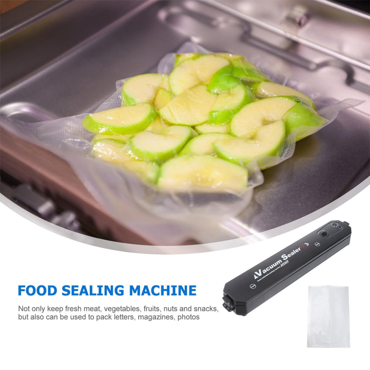 OUNONA 2 Ensembles scellant sous vide scellant alimentaire outil d'emballage soudeuse de automatique scellant de frais outil de mise sous vide Plastique Black
