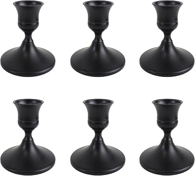 Vintage Black Taper Candle Holders Set of 6, Metal Candlestick Holders Elegant Handcrafted Decor for Weddings, Dining & Meditation,Table Centerpiece, Party, Christmas Decoration or Home Decor