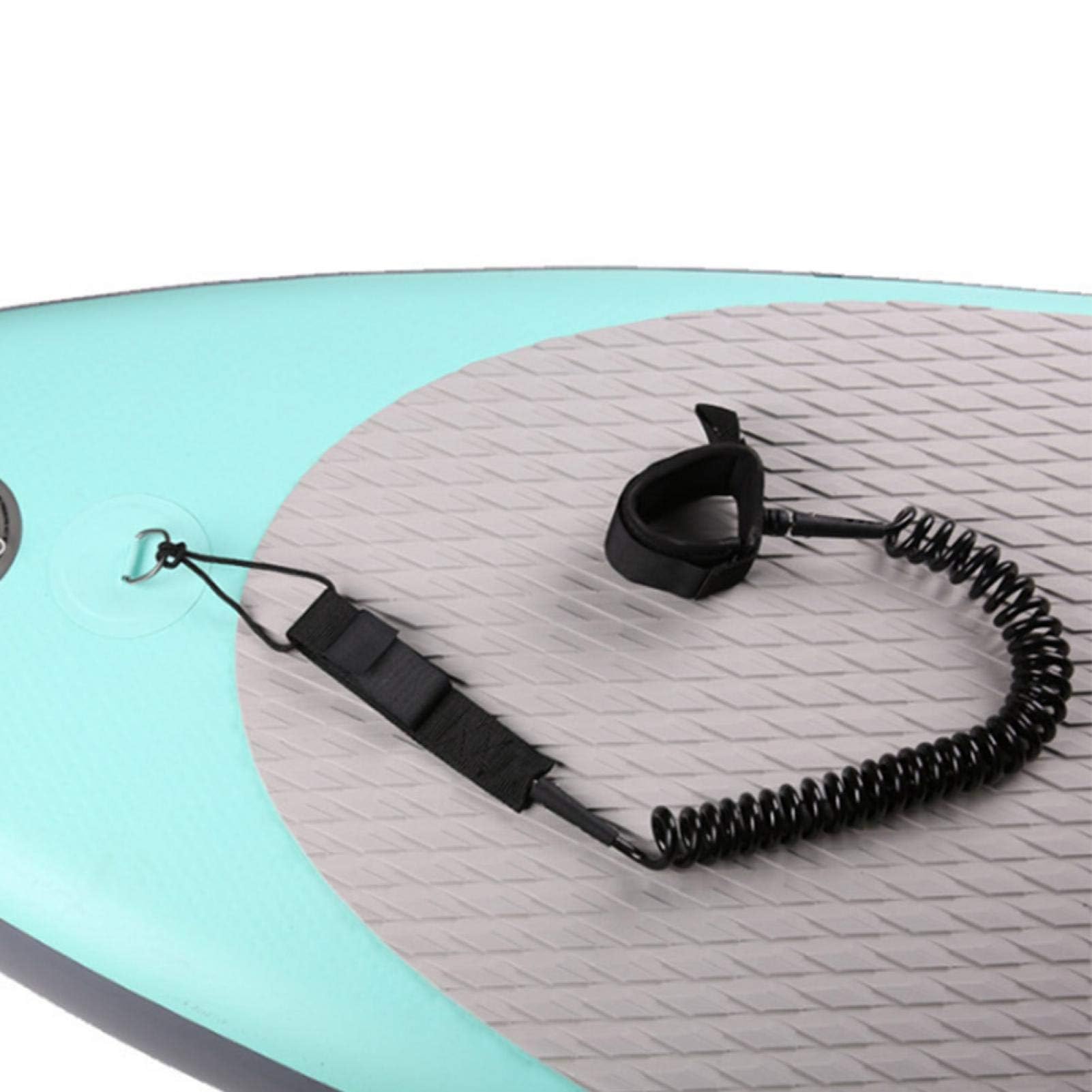 Dpofirs Guinzagli per tavola da Surf TPU, Corda Elastica Nera da 10 Piedi per Sport Acquatici, guinzagli da Surf con Portachiavi, guinzaglio con Acciaio Inossidabile a 360 Gradi,
