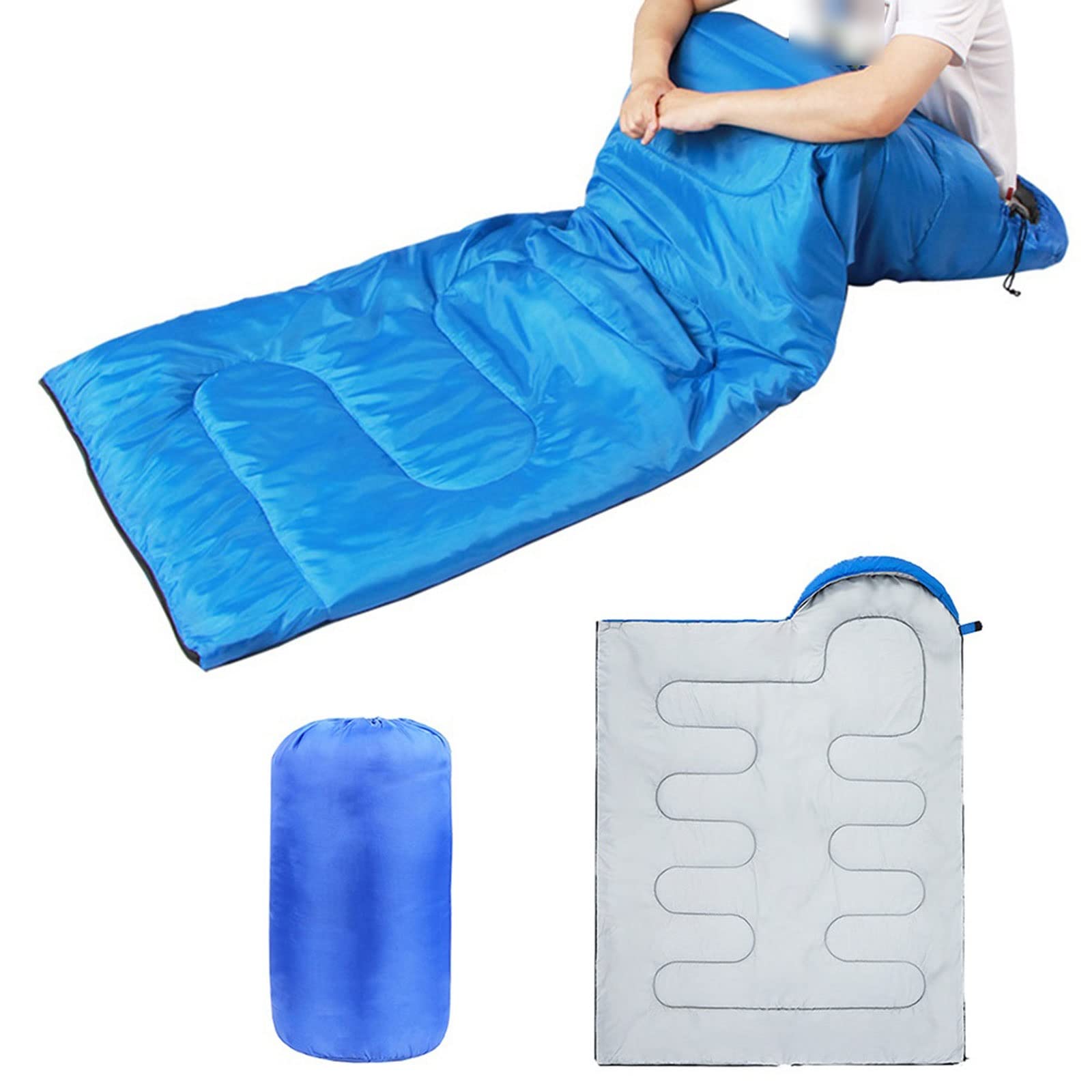 Śpiwory Śpiwór Ultralekki Camping Wodoodporne śpiwory Zagęszczony jesienno-zimowy ciepły śpiwór dla dorosłych na zewnątrz (Dark Blue)