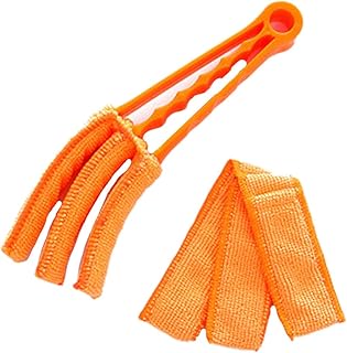 Ruluti 1 Jeu Nettoyage 3 Lames Fenêtre Stores Brosse Climatisation Nettoyage Shutter Maison Outil De Nettoyage Multifonctions Poussière Brosse (Orange)