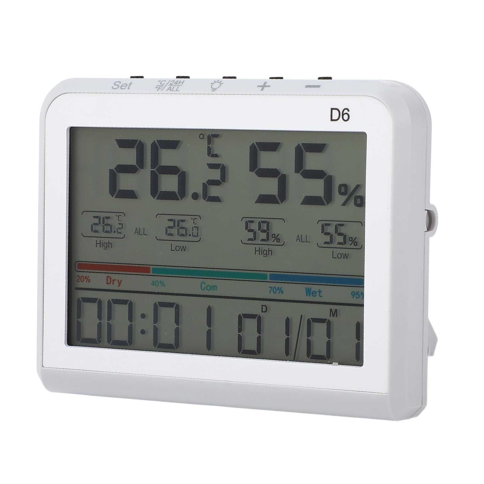 Digital Indoor Thermometer, Humidity Meter with Clock Date Display