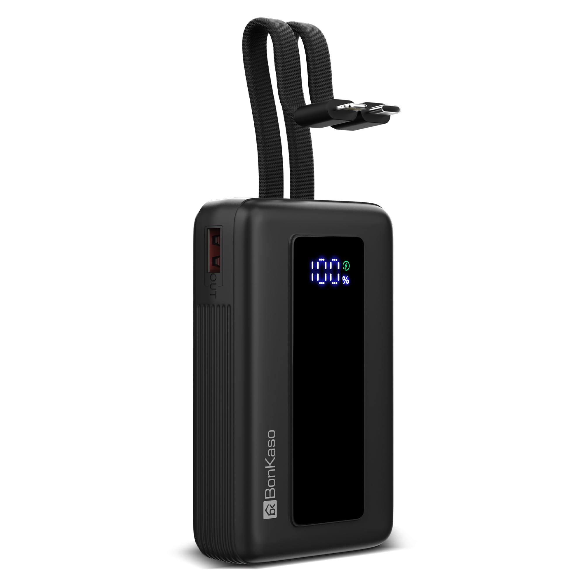Bonkaso 10000mAh 35W PD Power Bank with Inbuilt Type-C & Lightning Cable, Digital Display, USB-A & Type-C Output, Compact Portable Charger for Mobiles Tablets & Type-C Laptops :-Black-image-40