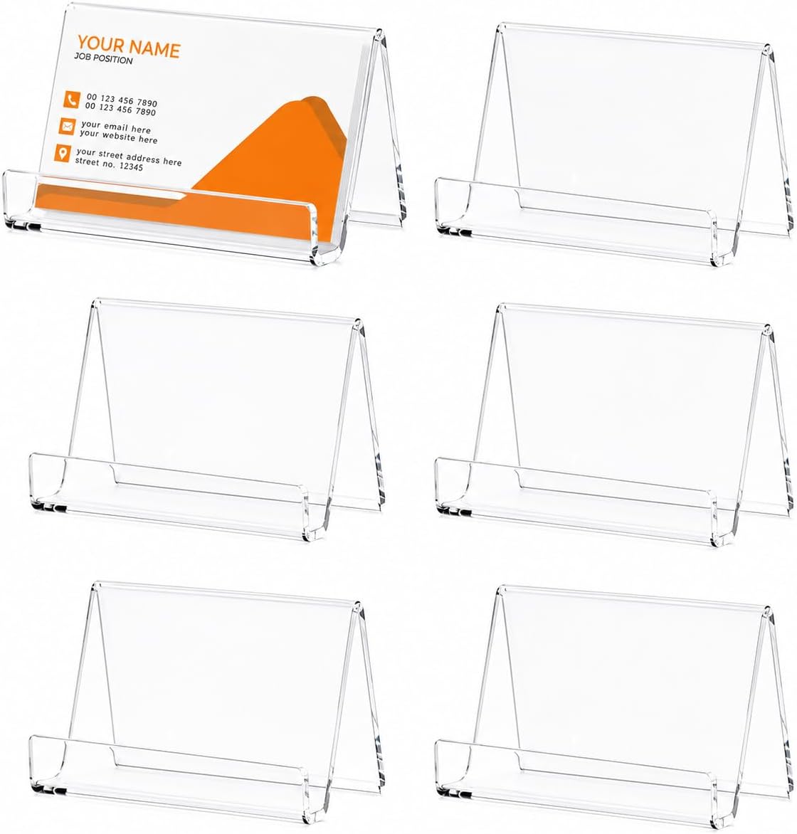 MaxGear Acrylic Business Card Holder for Desk 6 Pack