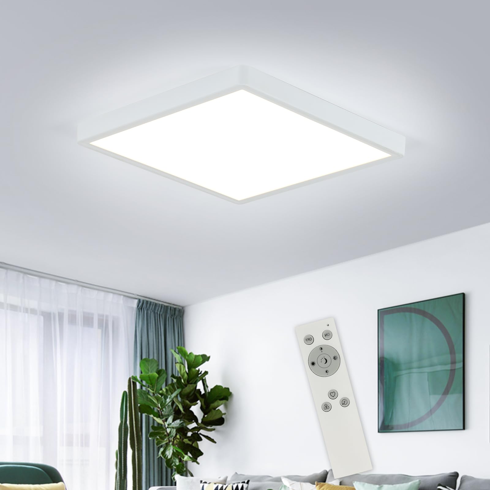 DELIPOP Dimmable LED Flush Mount Ceiling Light Fixture with Remote Control, 12Inch 24W 2600LM Full CCT Brightness Adjustable, IP54 Waterproof Ultra-Thin Ceiling Lamp for Bedroom Kitchen Corridor
