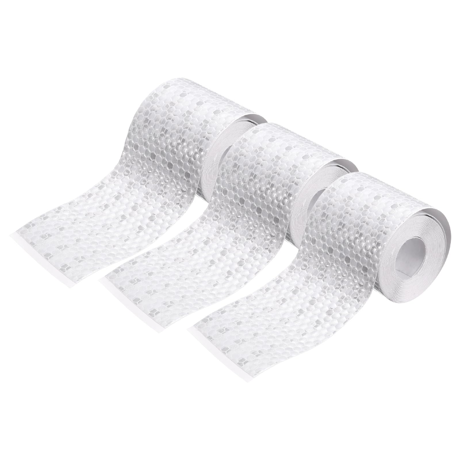 sourcing map 3 Rolls Reflective Tape 2" x 118" High Visibility Reflective Adhesive Stickers Outdoor Waterproof for Trailer Trucks Bike Car Motorcycle Helmet Mailbox, Silver