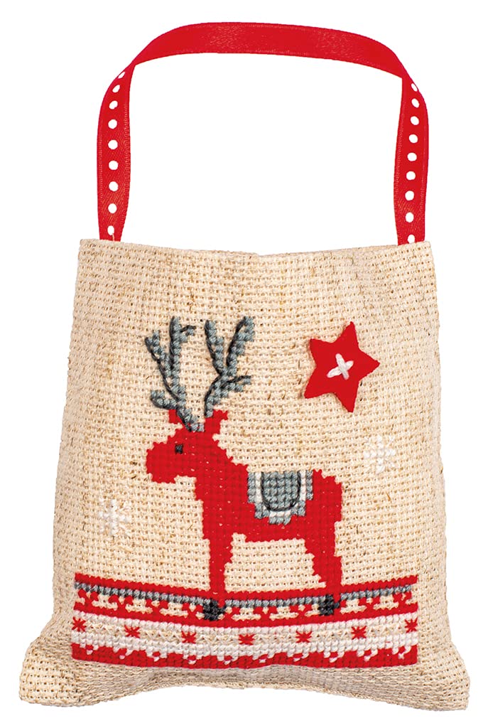 Vevaco Kits De Punto De Cruz Contado Bolsas Aromáticas DIY Creativo Set REGALO ANIMALES DE NAVIDAD JUEGO DE 3 Manualidades Bordar Kit Principiantes Decoration Hogar Regalo ca. 9 x 9 cm Cross Stitch