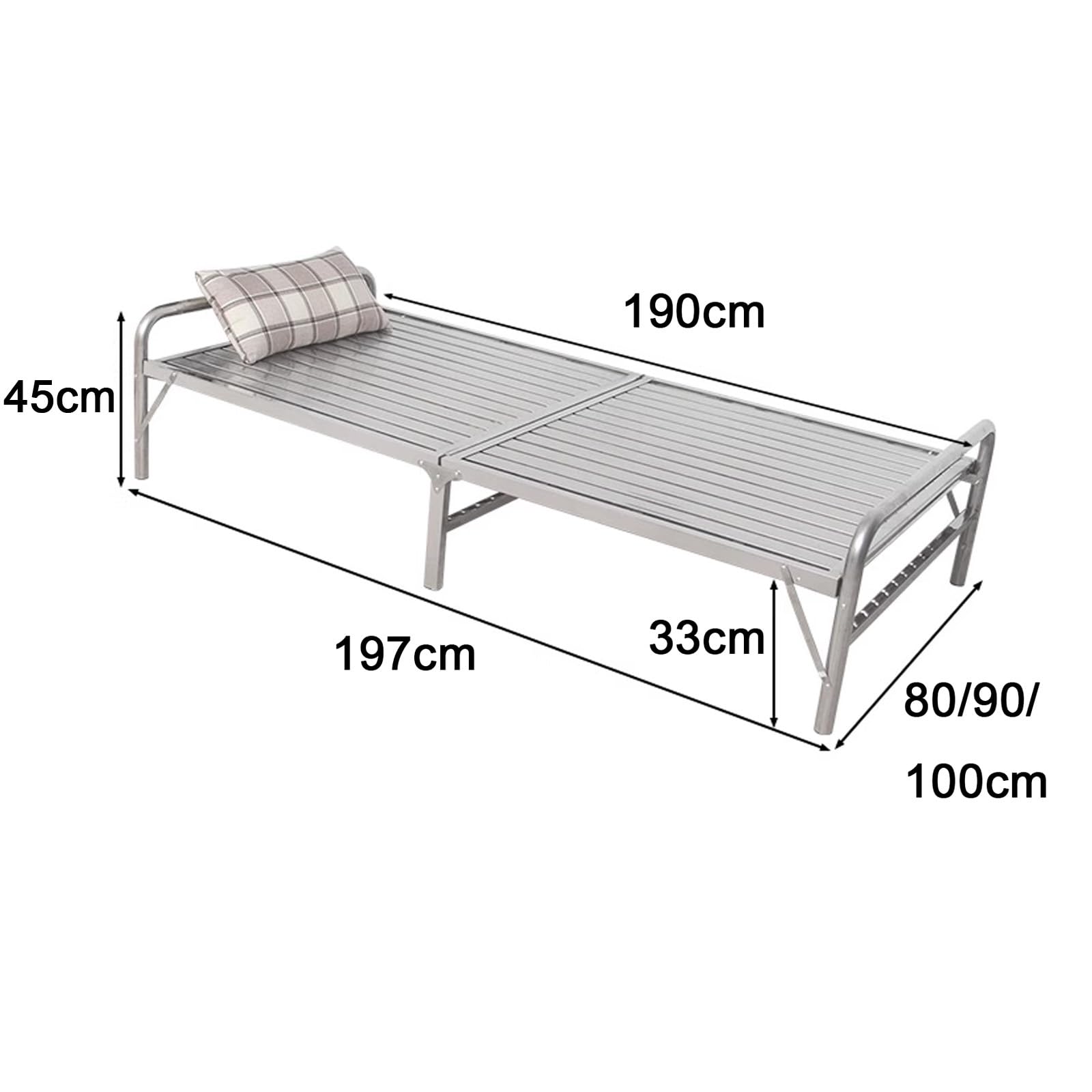 Struttura letto pieghevole in acciaio inox, letto portatile per adulti, stabile e portante, ideale per casa e ufficio, design compatto per riporre facilmente