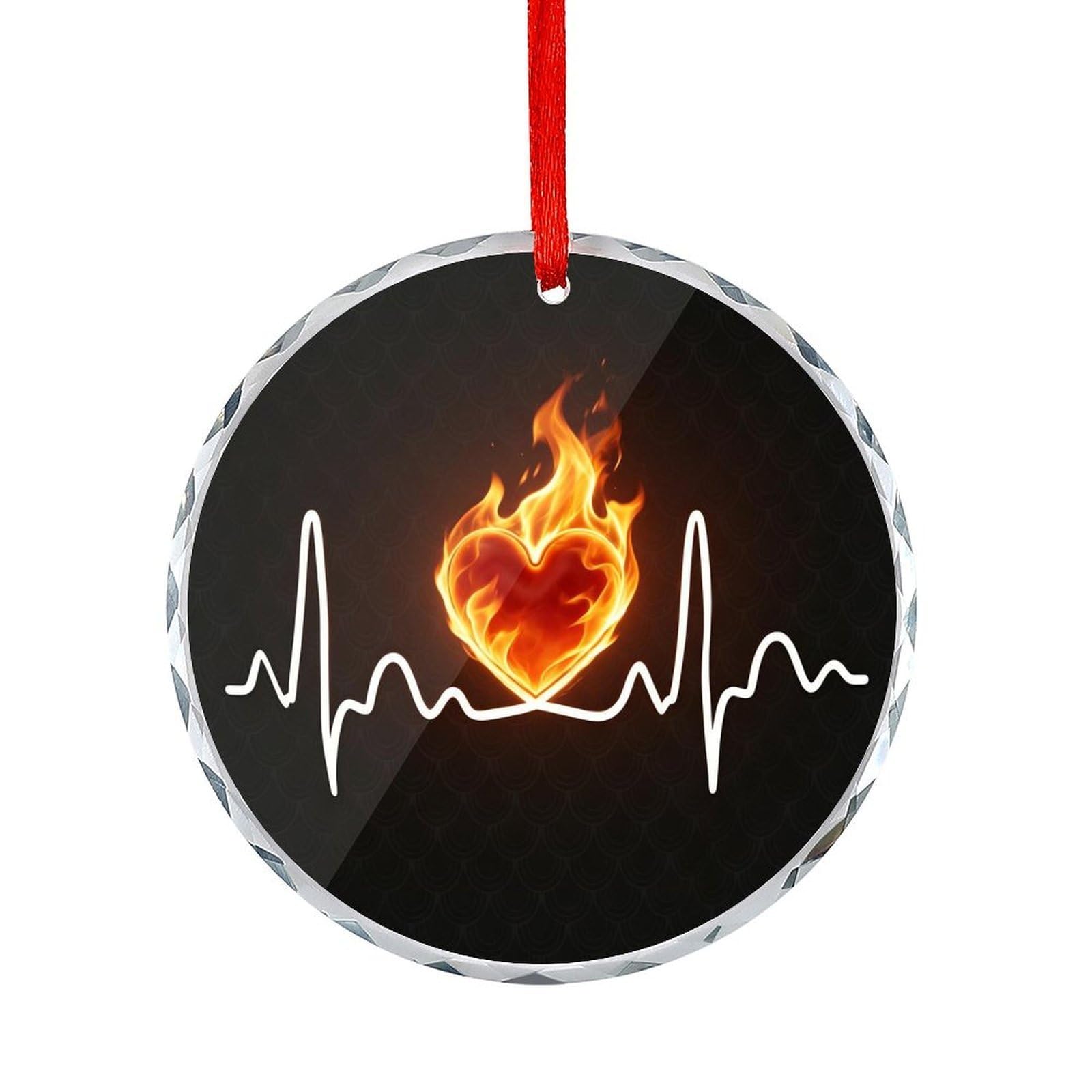 Btcowzrv Style Heartbeat Wave Round Ornament Hanging Pendant Decor