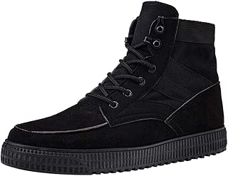 Round Toe With Lace-Up Work Boots Artificial Leather Men's High-Top Outdoor Wide Foot Large Size Casual Shoes