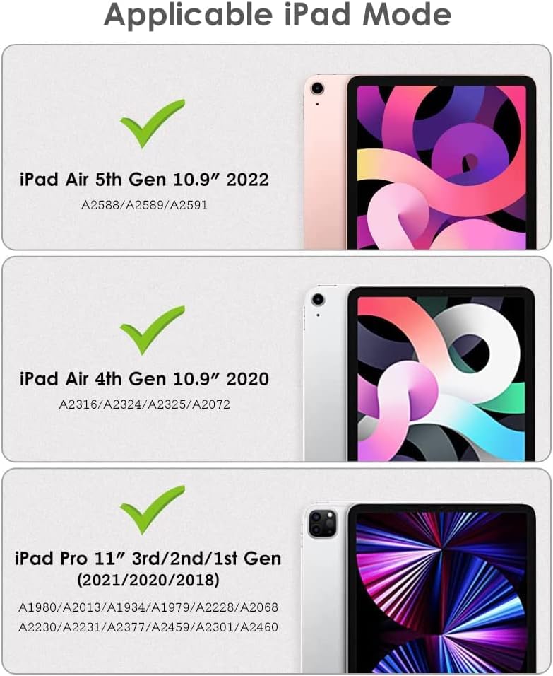 BMOUO iPad Air 5th/4th Generation Case (2022/2020), iPad Pro 11 Case 2021/2020/2018, Shockproof [360 Rotating Stand] [Hand Strap] [Pencil Holder] Kids Case for iPad Air 5/4 10.9”, iPad Pro 11”, Rose