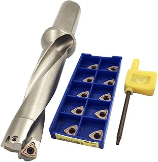 GBJ WC Series Drill Bites Insert Drill Metal Drill Bits Diameter 24.5mm/0.96in Depth 4in 4D Indexable U Drill Machinery Lathes CNC Water Drill with 10pcs WCMT050308FN U Drill Inserts