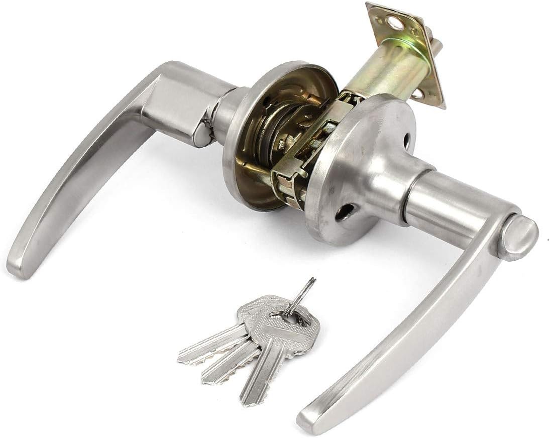 New Lon0167 Home Zinc Featured Alloy Brushed Nickel reliable efficacy Finish Lever Handle Door Knob Lock lockset(id:49b 36 1c f3d)