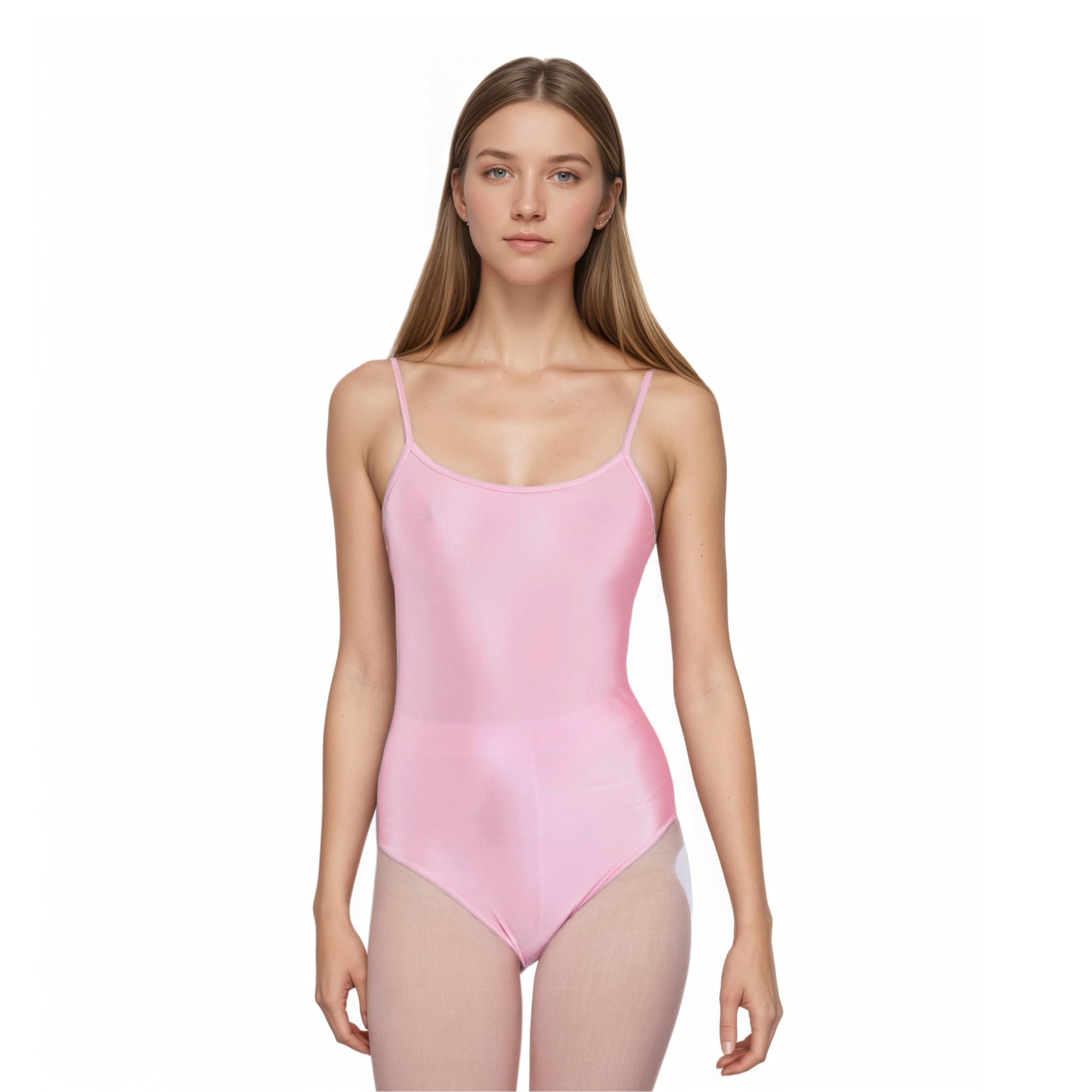 Wildarms Maillot ballet mujer tirantes finos negro, leotardo danza clásica adulto, body con escote redondo, uniforme ensayo para entrenamiento en estudio y escenario