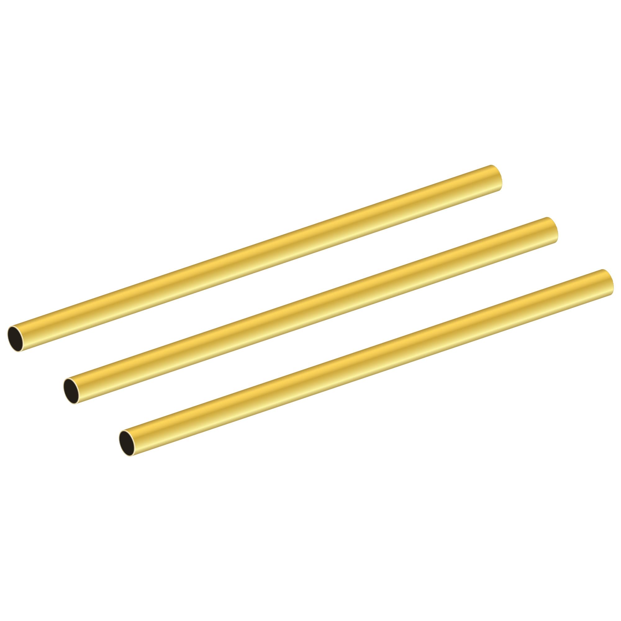 Lavmhab Gold Round Brass Tube 4.5Mm Od X 0.2Mm Wall Thickness X 200Mm Length, Seamless Round Brass Pipes Tubing For Diy Craft (3 Pcs)