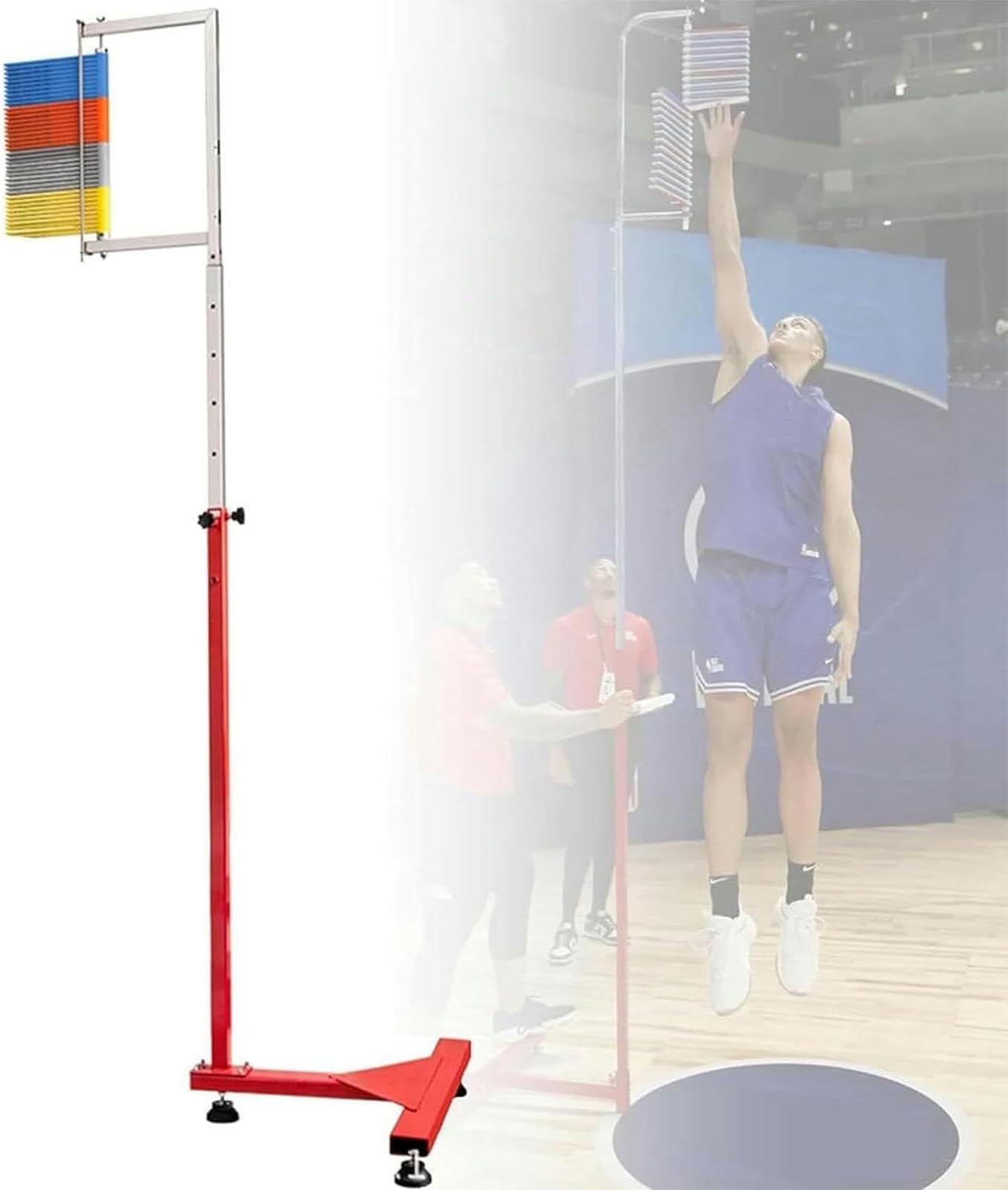 Cashwise Adjustable Height Vertical Jump Tester, Vertical Challenger Jump Tester Measurement Tool High Jump Training, Metal Jump Measurement Tool with Stable Base and Colorful Vane,1.7-3.6m