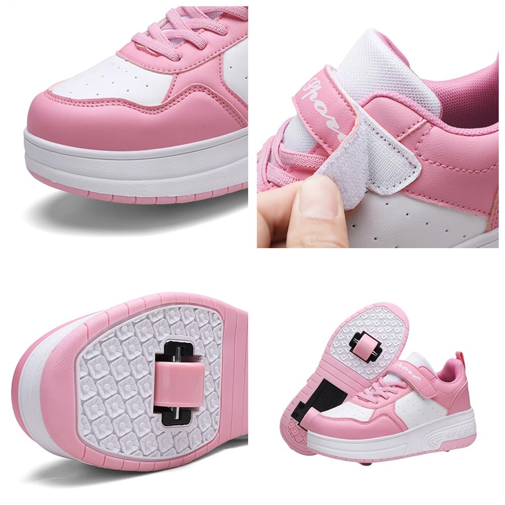 Mateju Zapatos con Ruedas para Niña y Niño Patines con 2 Ruedas, Zapatillas Deportivas al Aire Libre Retráctil, Zapatillas de Skateboarding Niñas Niños Adulto 29-40 EU