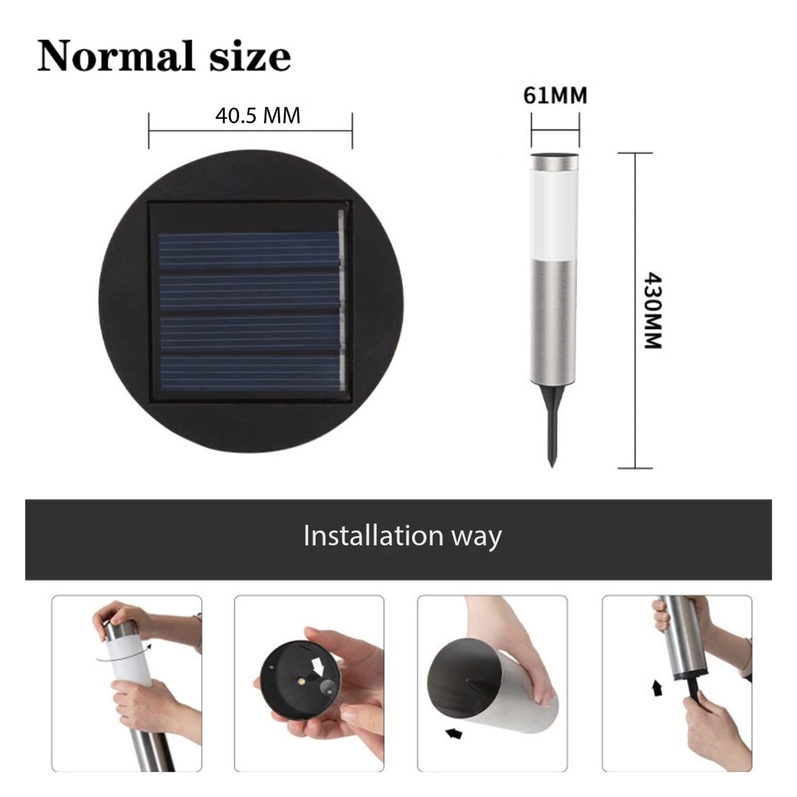 Lampy solarne do ogrodu zewnętrznego Pathway Light Ogród słoneczny Zewnętrzny Wodoodporny krajobraz ze stali nierdzewnej Inteligentny trawnik na podwórku Lampa uliczna Światła Lampa IP65 Dekoracja Na