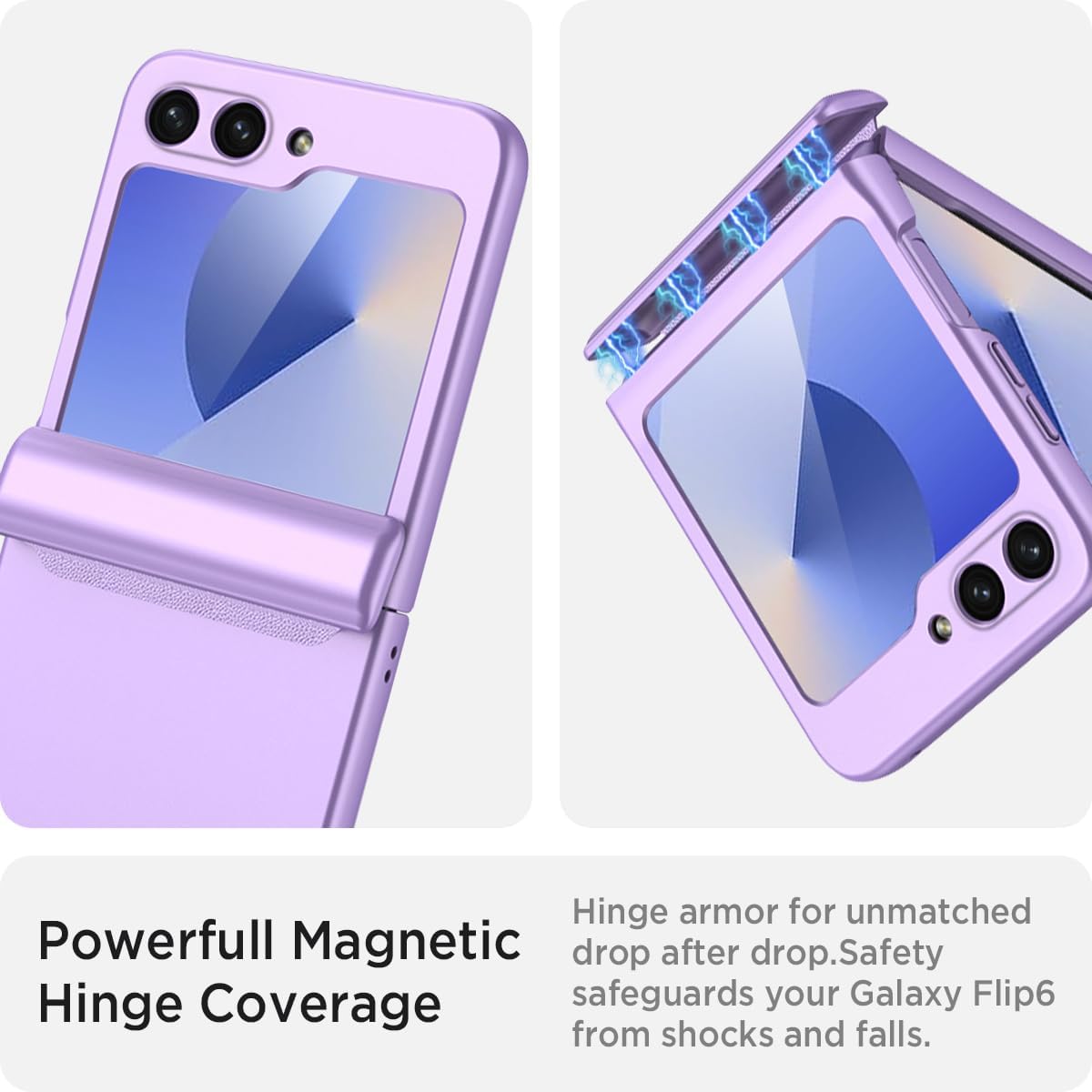 Miimall for Samsung Z Flip 7 FE/Flip6 Cases, Built-in Screen Protector Slim Folding Free Military-Grade Drop Proof Hinge Durable Heavy Duty Grip Full Body Funda para Cover for Galaxy ZFlip6 Violet