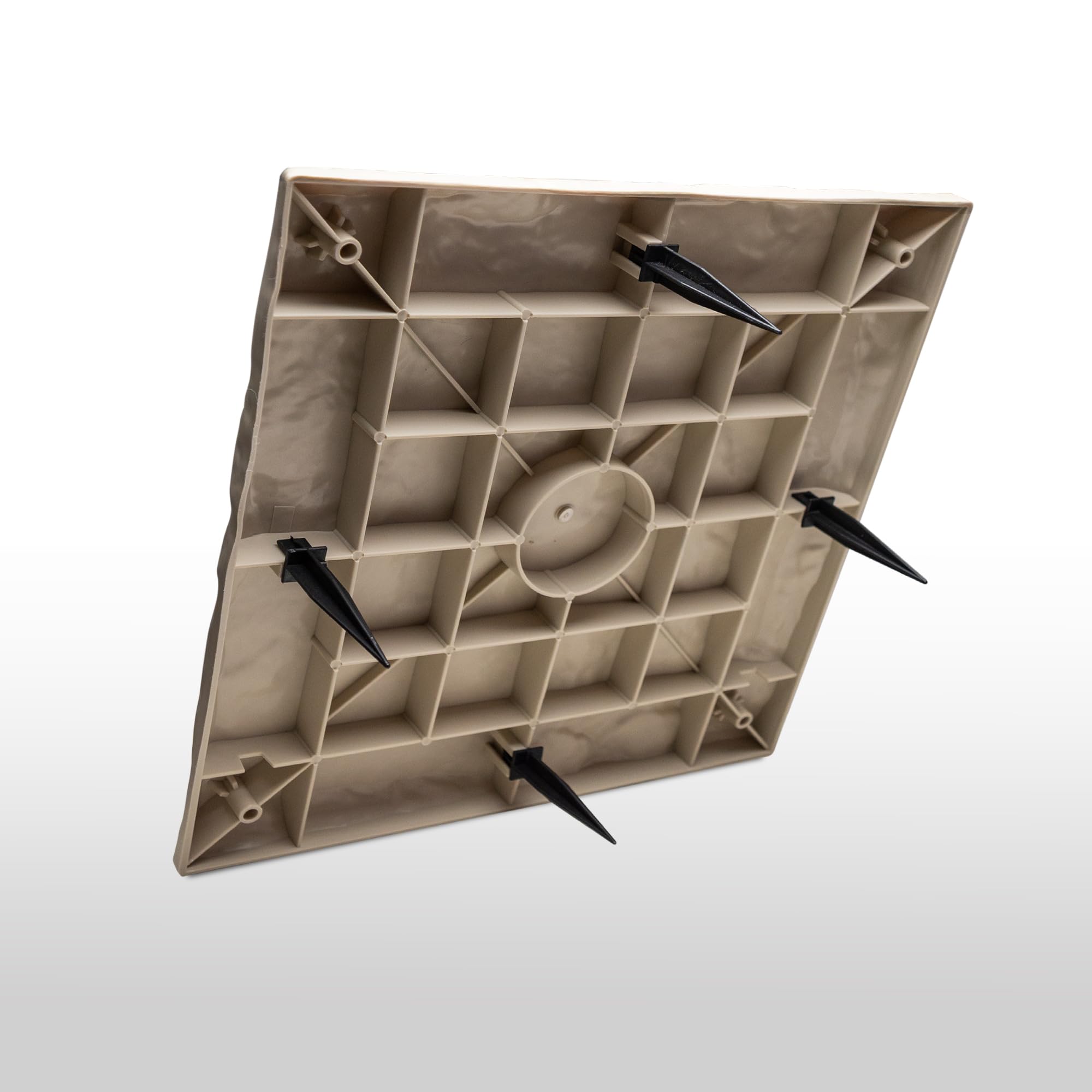 Lot de 4 pierres d'allée de jardin avec piquets - En plastique PP de qualité supérieure - 39 x 39 cm - Résistantes aux intempéries - Montage facile - Beige