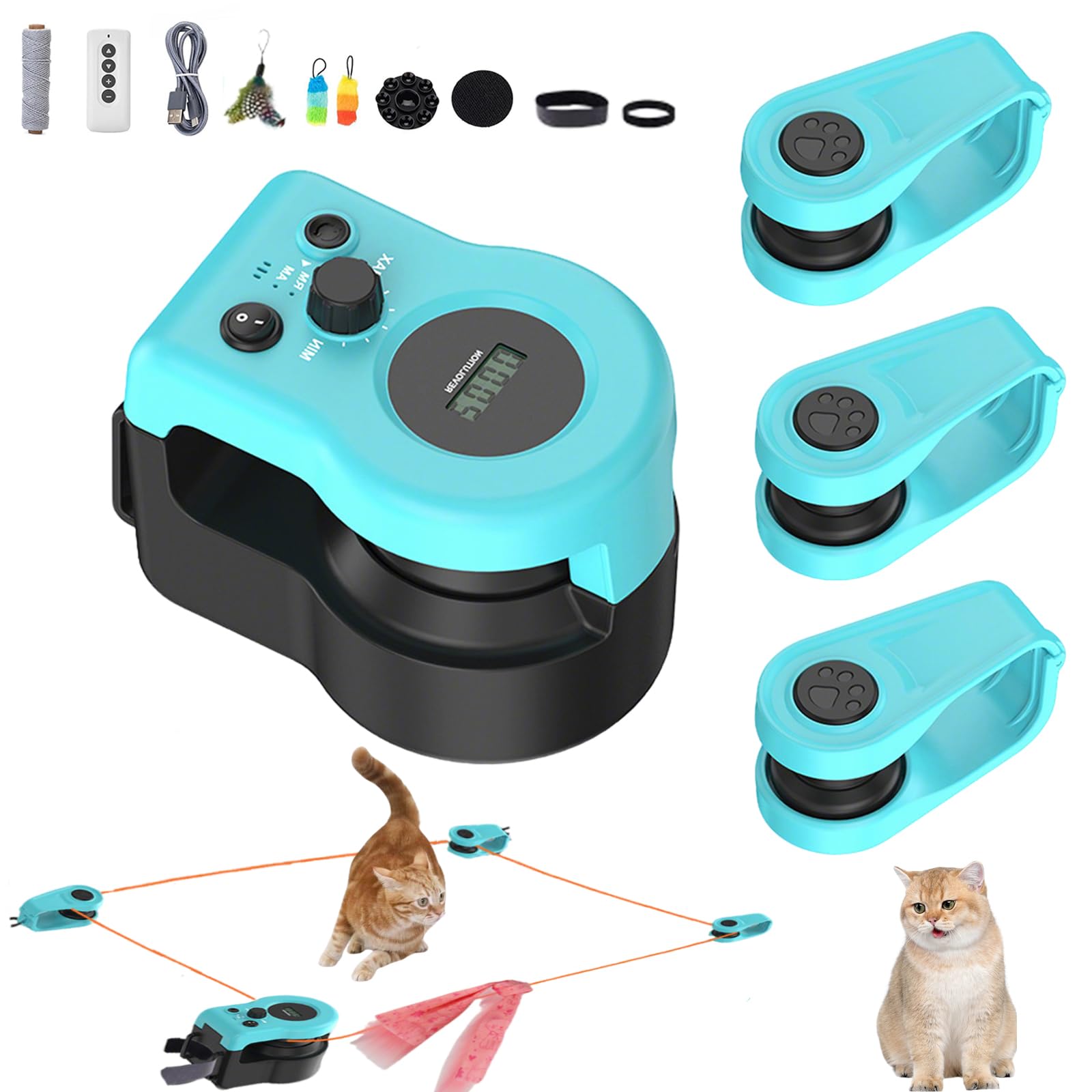 Catnamic，catnamic Toy，katzenspielzeug Fangen，automatisches Katzenspielzeug，Auto- Und Manuellen Modi,einstellbare Geschwindigkeit,USB Wiederaufladbarer-a