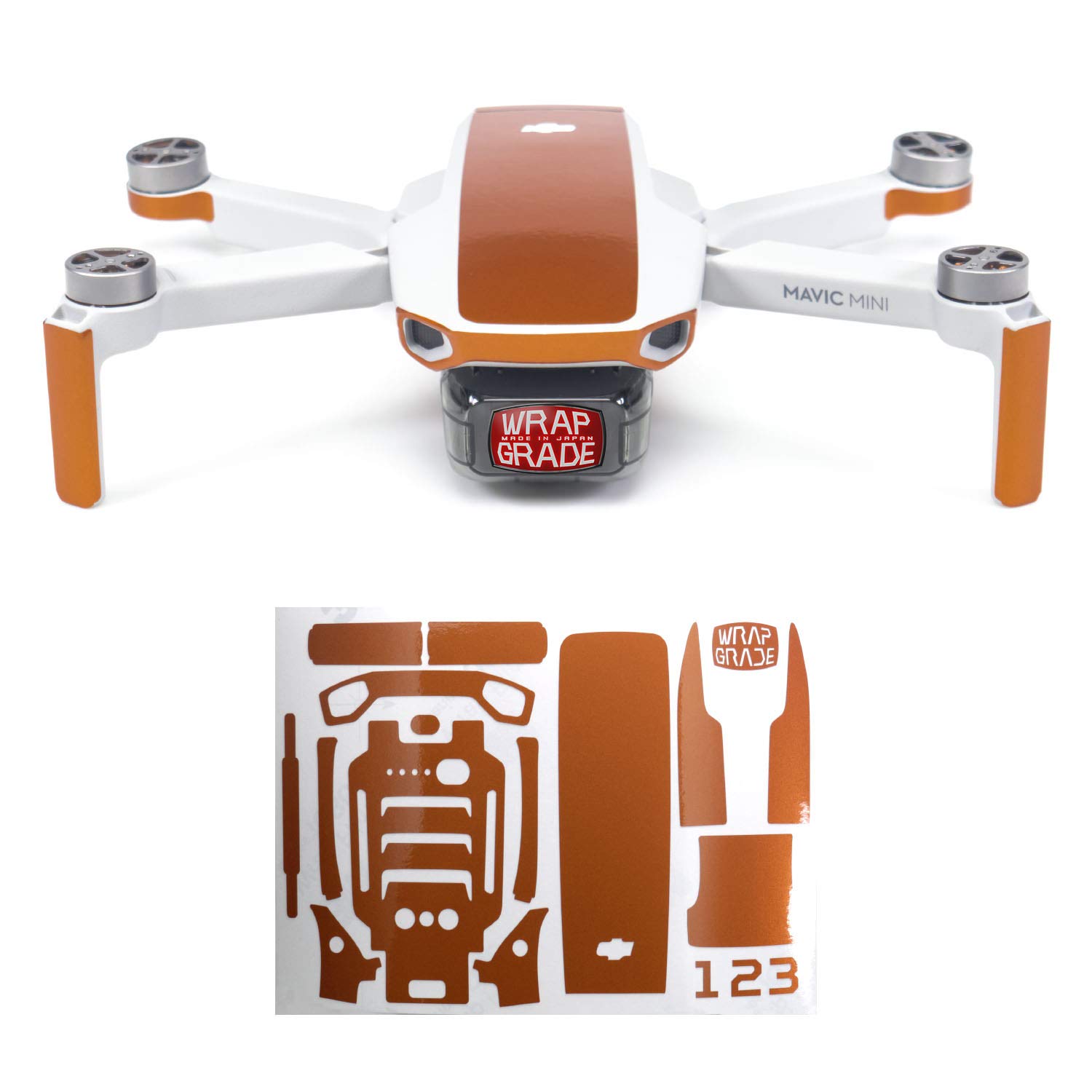 Wrapgrade El Color Acento Skin compatible con DJI Mavic Mini (NEON ORANGE) — view 8