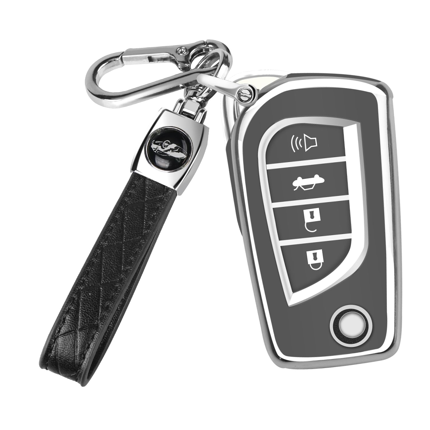 QBUC for Toyota Flip Key Fob Cover Soft TPU Key Case Cover with Keychain for Fortuner Tundra Camry RAV4 Challenger Key Shell