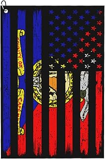 US and Flag of Cape May County, New Jersey Golf Towel 24" X 16" Microfiber Waffle Pattern Golf Accessories for Golf Bag with Carabiner Clip