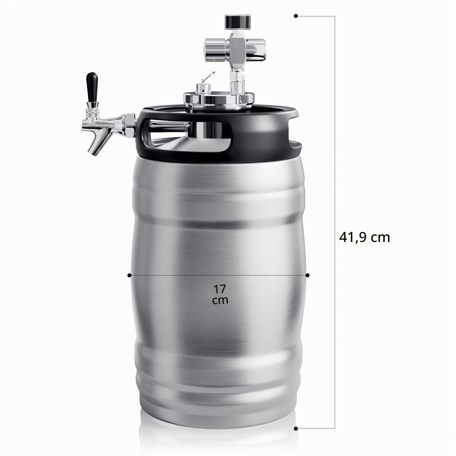 TMCRAFT Doppelwandiger Bierfass Growler, Druck-Bierspender-System mit abnehmbarem Fassspeer, hält frisch und kohlensäurehaltig für Bastel-Bierzug/Homebrew