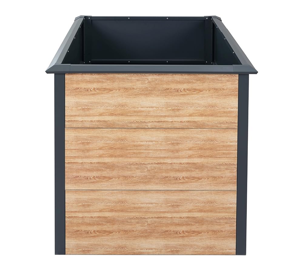 WESTMANN Metall Hochbeet Primus-Multi L | Inkl. Schneckenschutz | Holzoptik/Anthrazit | 150x75x77 cm