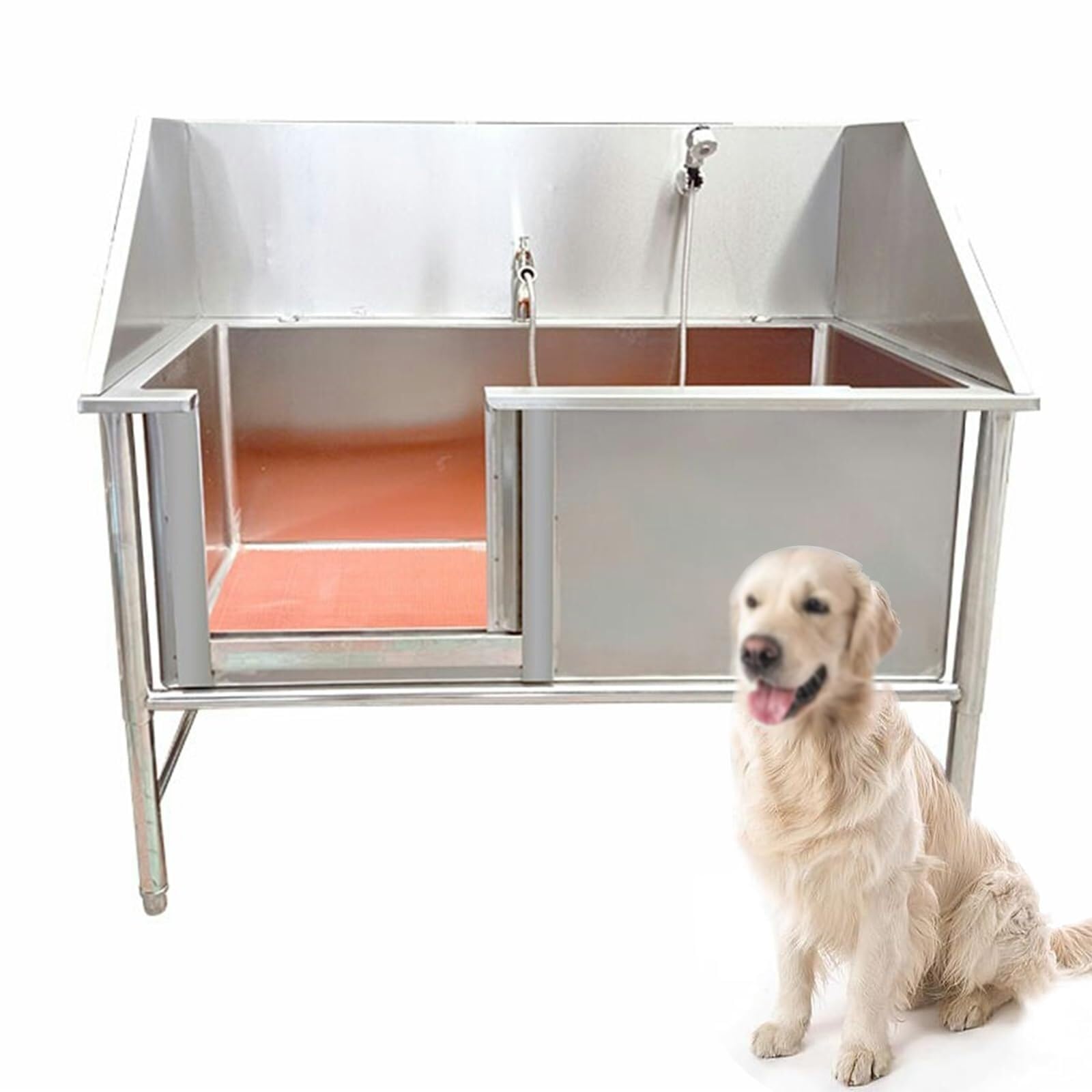 RENJJPBO Dog Grooming Bathtub Station Stainless Steel Professional Dog Bathing Station,Dog Cat Pet Wash Shower Sink with Faucet