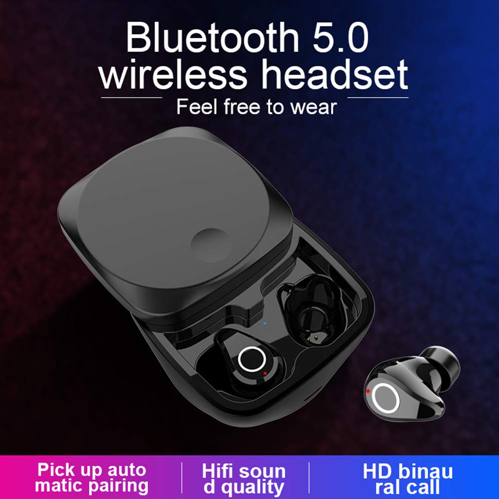 3D Cuffie Bluetooth, Auricolari Bluetooth 5.0 Senza Fili Stereo Sportivi in Ear con Custodia da Ricarica 800mAh Microfono Leggeri Hi-Fi Cuffie Hi-Fi, C