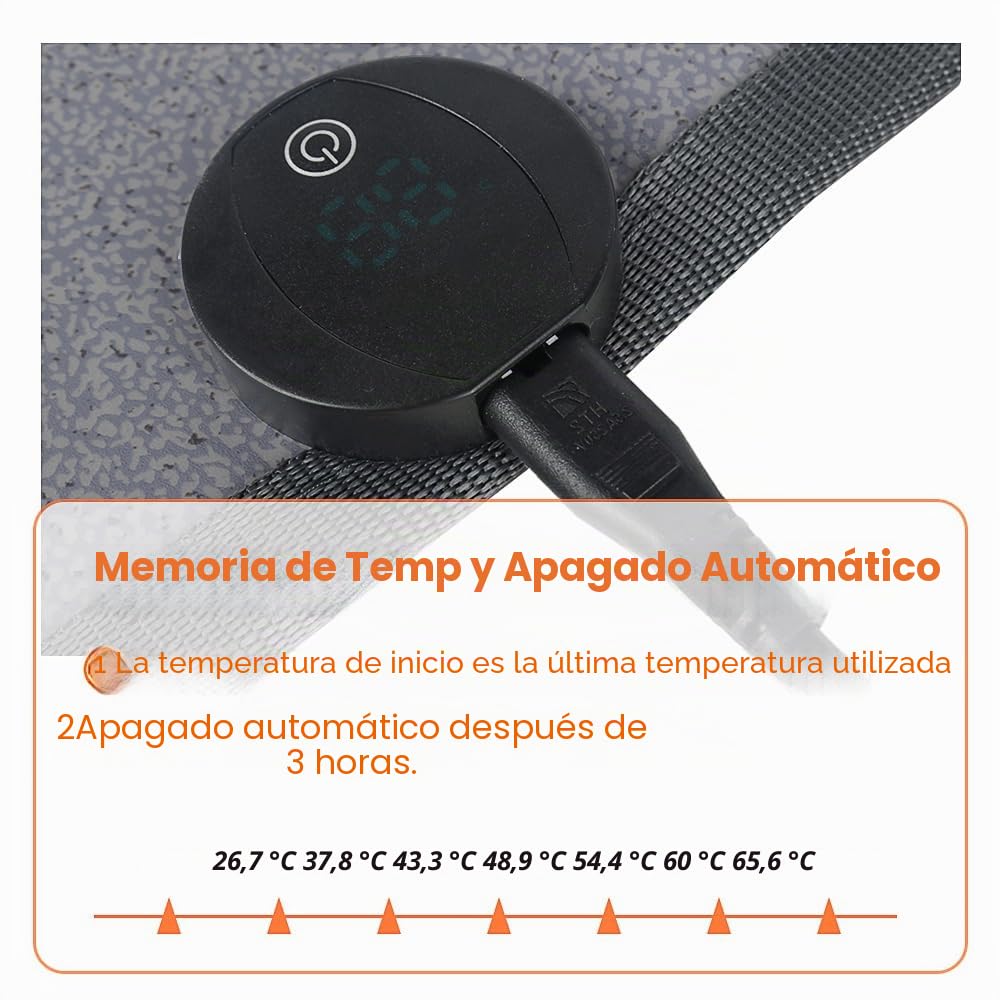 Calienta Pies Electrico, 50 x 35 cm Calentador de Pies con Interruptor de Pie y 8 Niveles de Temperatura, Alfombrilla Suelo Térmica Eléctrica para Oficina Hogar