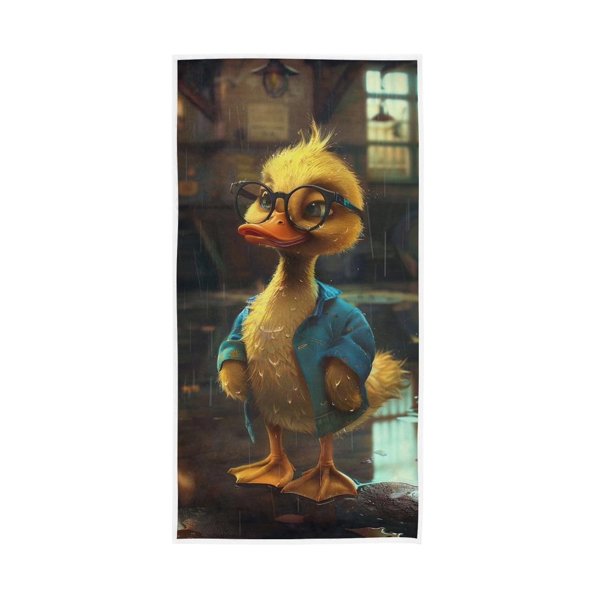 HUYGD Cartoon Duck with Glasses Hand Towel, Absorbent Towels for Bathroom, Gym, Hotel, Spa 15 x 30 Inches